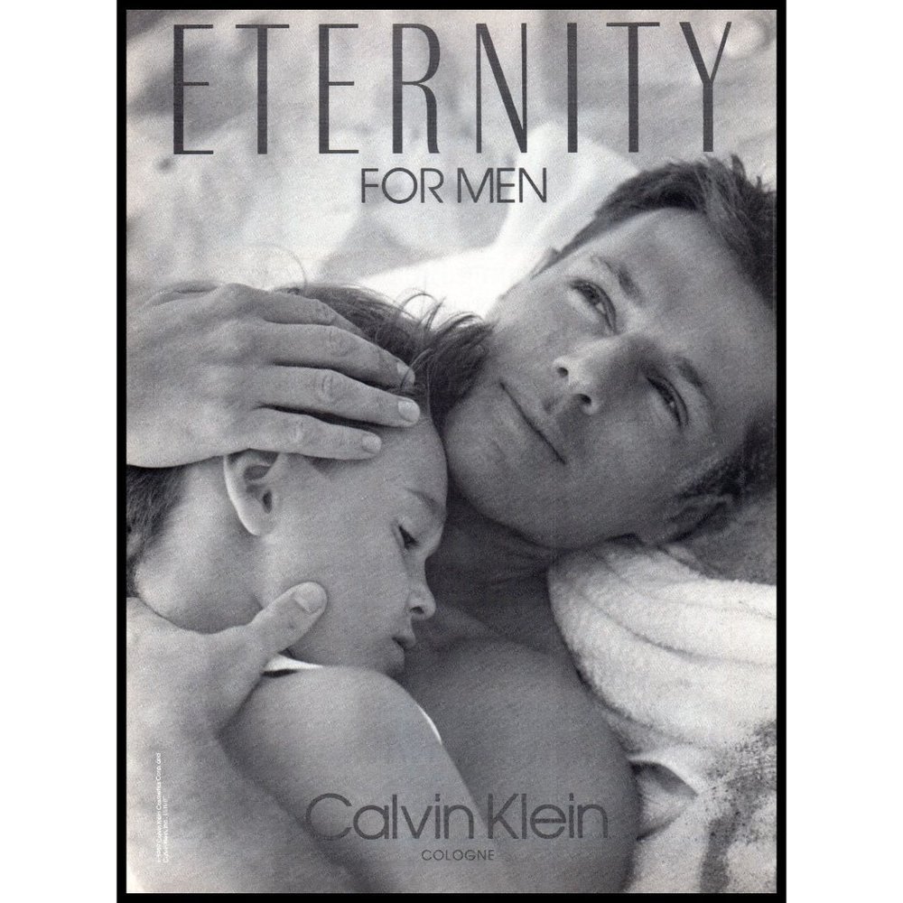 1991 Calvin Klein Eternity Cologne Vintage Print Ad Father Son Dad Wall Art
